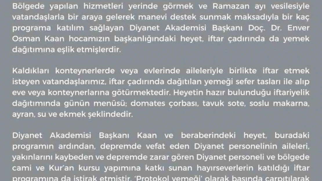 'Depremzedeye makarna' haberine Diyanet İşleri Başkanlığı'ndan sert yanıt