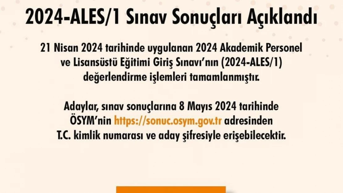 2024-ALES/1 sonuçları açıklandı