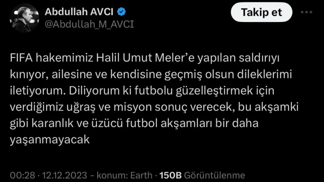 Abdullah Avcı'dan, Halil Umut Meler'e destek mesajı