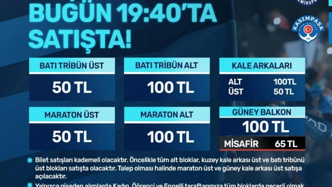 Adana Demirspor - Kasımpaşa maçının biletleri satışta