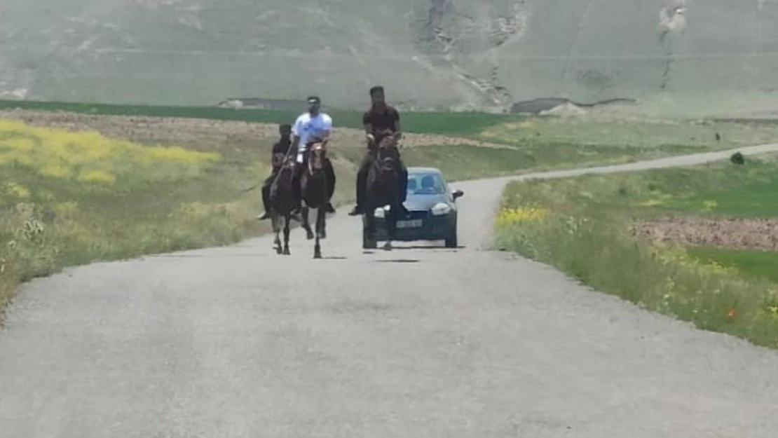 Ağrı'da eski gelenek yeniden canlandırıldı... Düğün için at yarışı düzenlendi