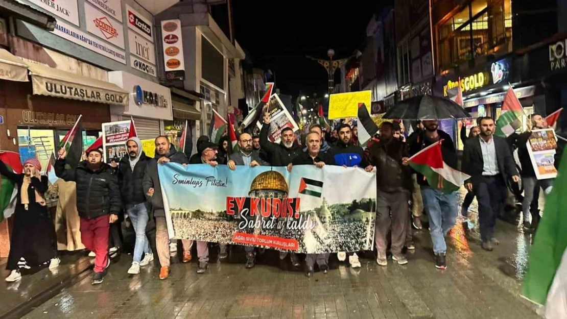 Ağrı'da İsrail'in Gazze saldırısı protesto edildi