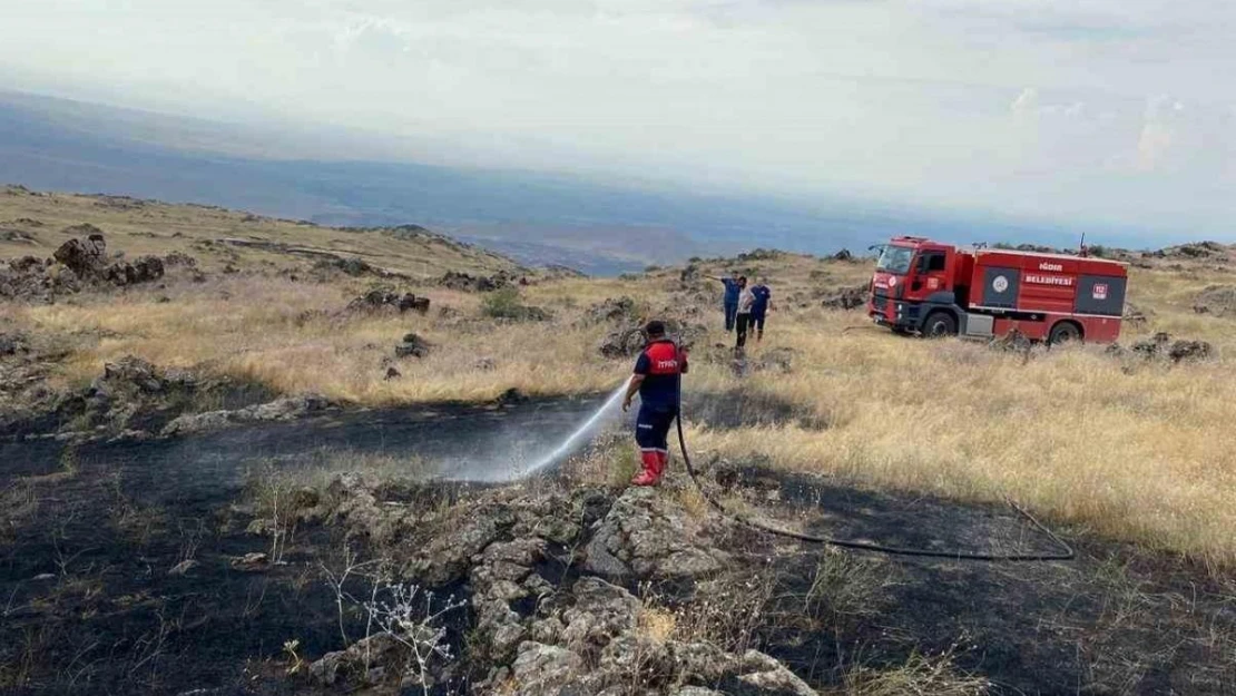 Ağrı Dağı eteklerinde çıkan örtü yangını söndürüldü