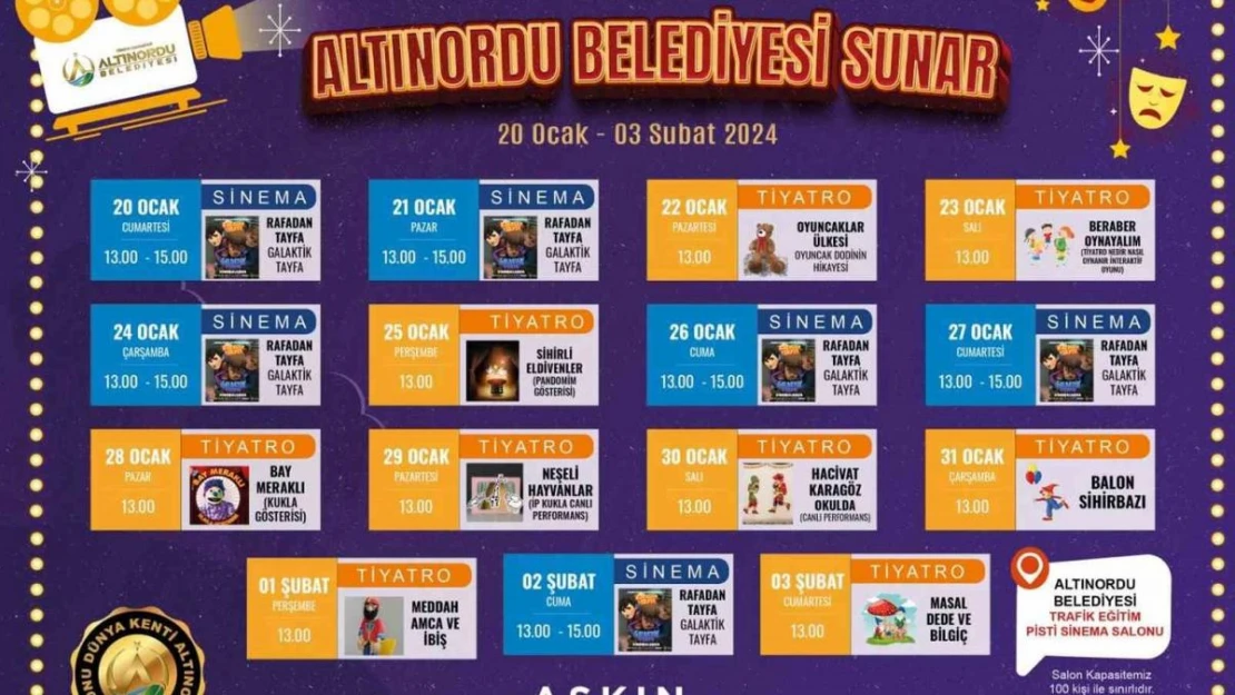 Altınordu'da çocuklar için ara tatilde sinema günleri başlıyor