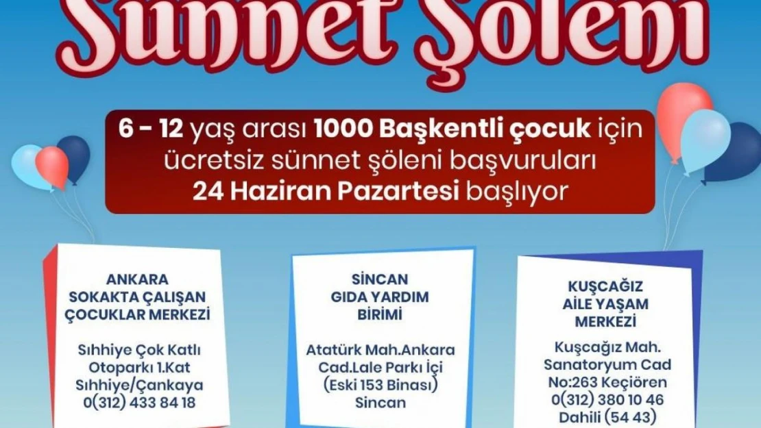 Ankara Büyükşehir 'Toplu Sünnet Şöleni' için kayıtlar başlıyor