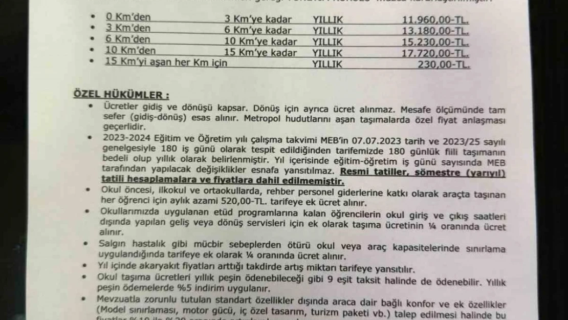 Ankara'da okul servis ücretleri belirlendi, en kısa mesafe 11 bin 960 TL oldu