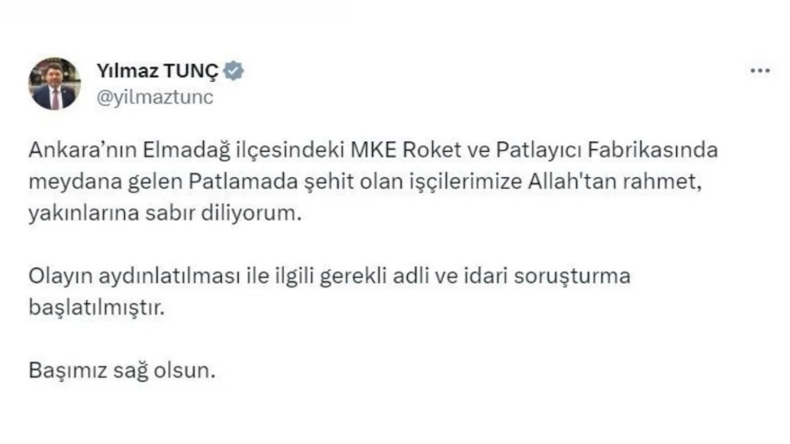 Ankara MKE patlaması ile ilgili soruşturma başlatıldı