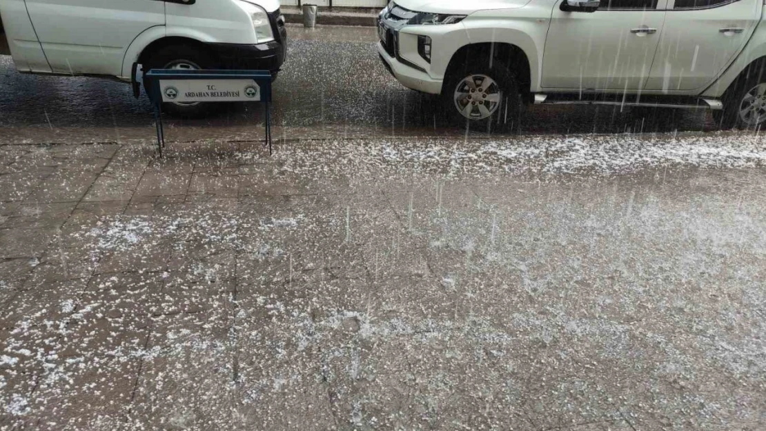Ardahan'da dolu yağışı sonrası her yer beyaza büründü