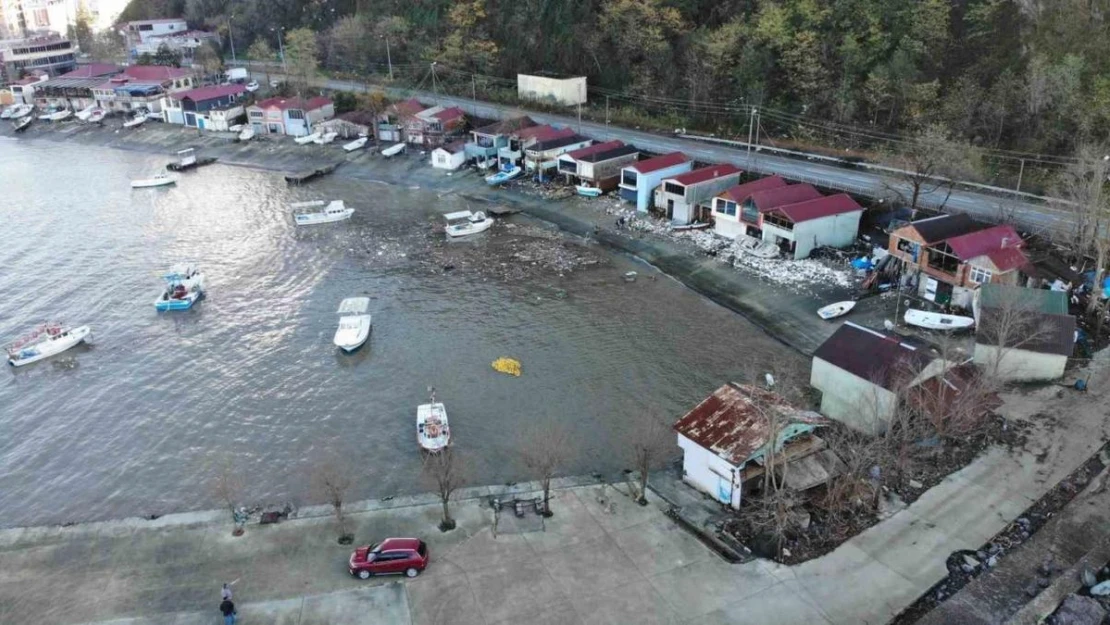 Artvin'de dev dalgaların vurduğu balıkçı barınağında hasar tespitine başlandı