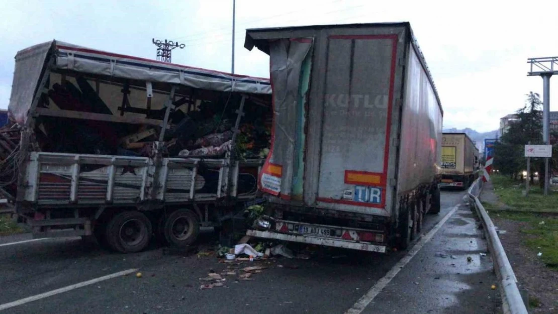 Artvin'de sebze yüklü kamyonet park halindeki TIR'a çarptı: 2 yaralı