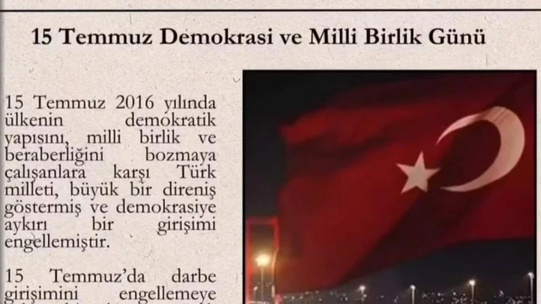 Babaeski'de öğrencilerden 15 Temmuz gazetesi