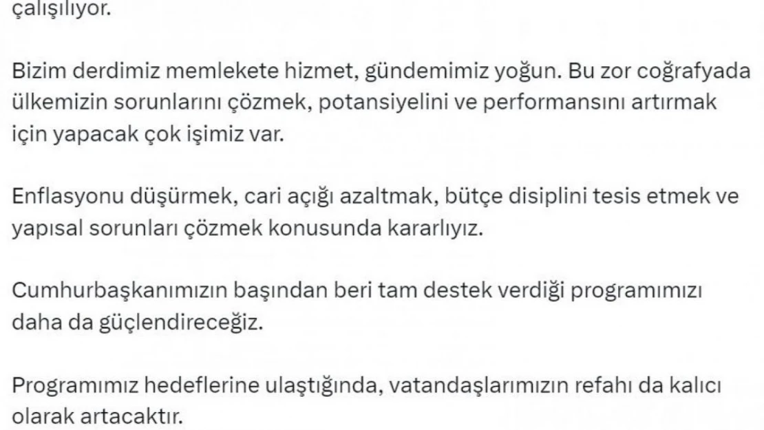 Bakan Şimşek: 'Politikalarımız ile ilgili bizden duymadığınız hiçbir haber veya söylentiye lütfen inanmayınız'