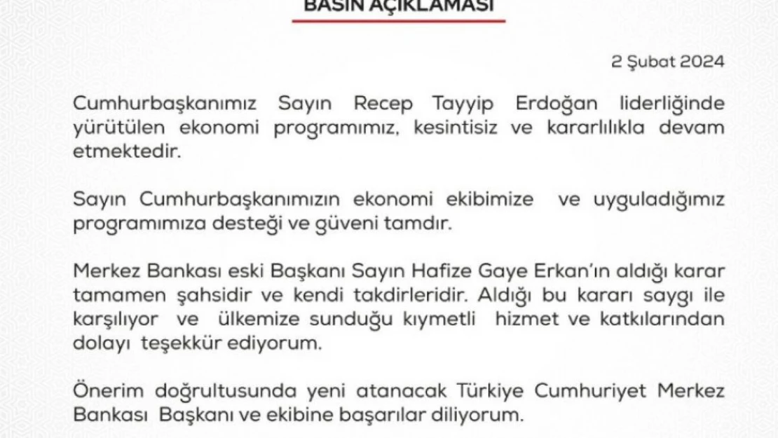 Bakan Şimşek: 'TCBM Başkanı Erkan'ın aldığı karar şahsidir'