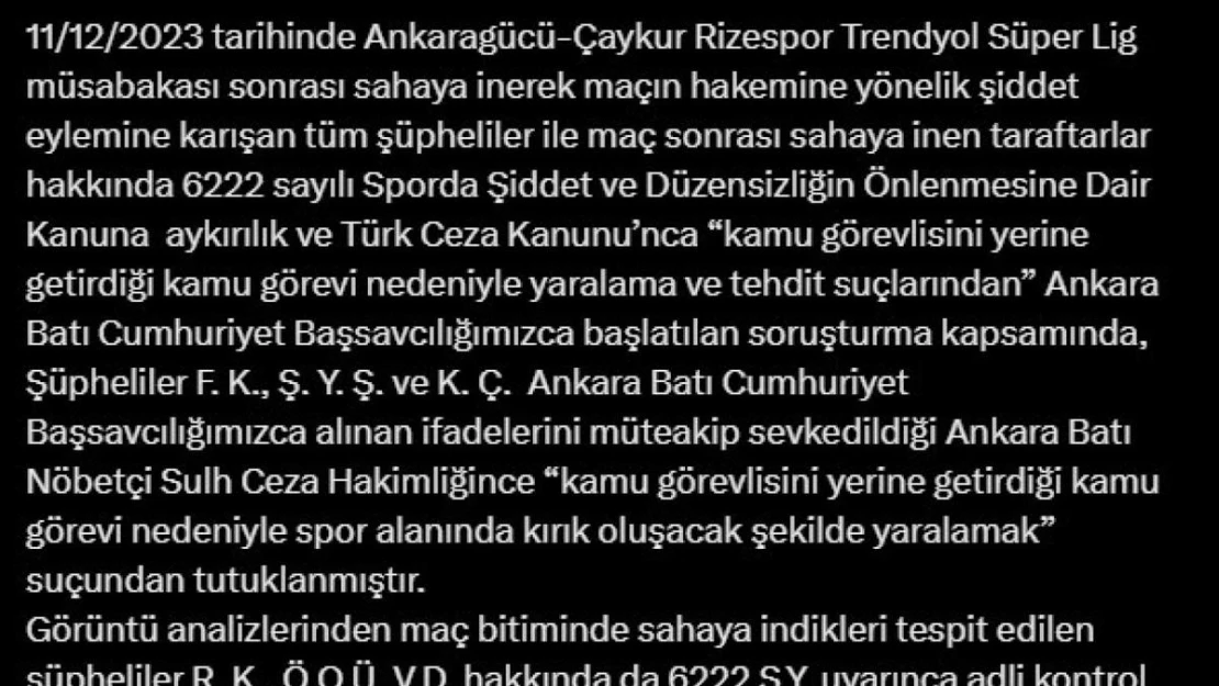 Bakan Tunç, Ankaragücü Başkanı Koca ve 2 kişinin tutuklandığını duyurdu