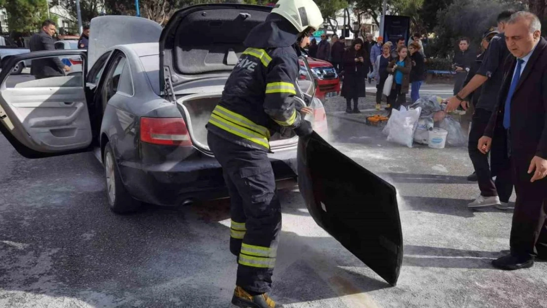 Bakımdan alınan otomobil yarım saat içinde yandı