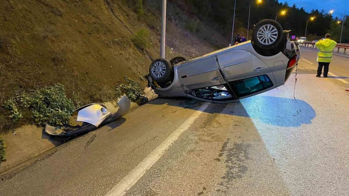 Bilecik'te takla atan otomobil sürücüsü yaralandı