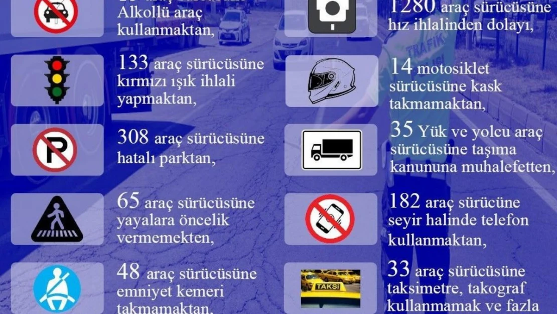 Bingöl'de 2 bin 607 araç sürücüsüne cezai işlem uygulandı