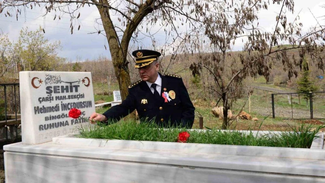 Bingöl'de emniyet mensupları, şehit kabirlerine karanfil bıraktı