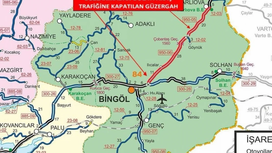 Bingöl-Erzurum karayolu buzlanma nedeniyle araç trafiğine kapatıldı