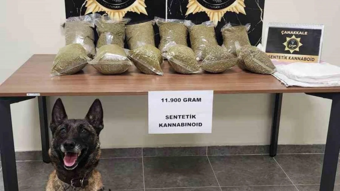 Çanakkale'de piyasa değeri 6 milyon TL olan 11 kilo 900 gram sentetik kannabinoid ele geçirildi