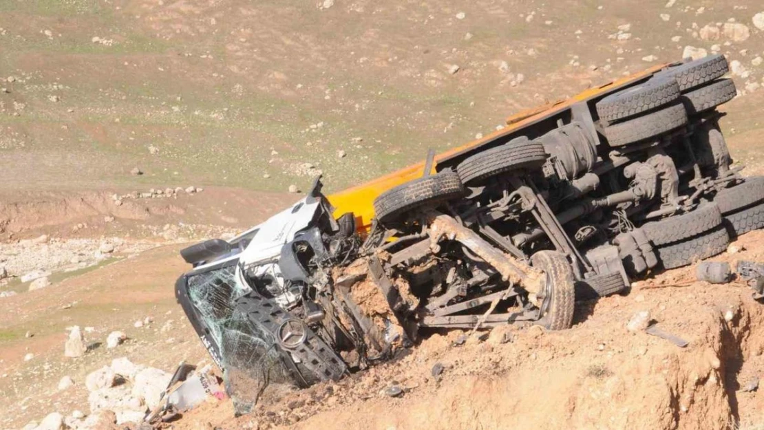 Cizre'de freni boşan kömür yüklü kamyon şarampole devrildi: 1 yaralı