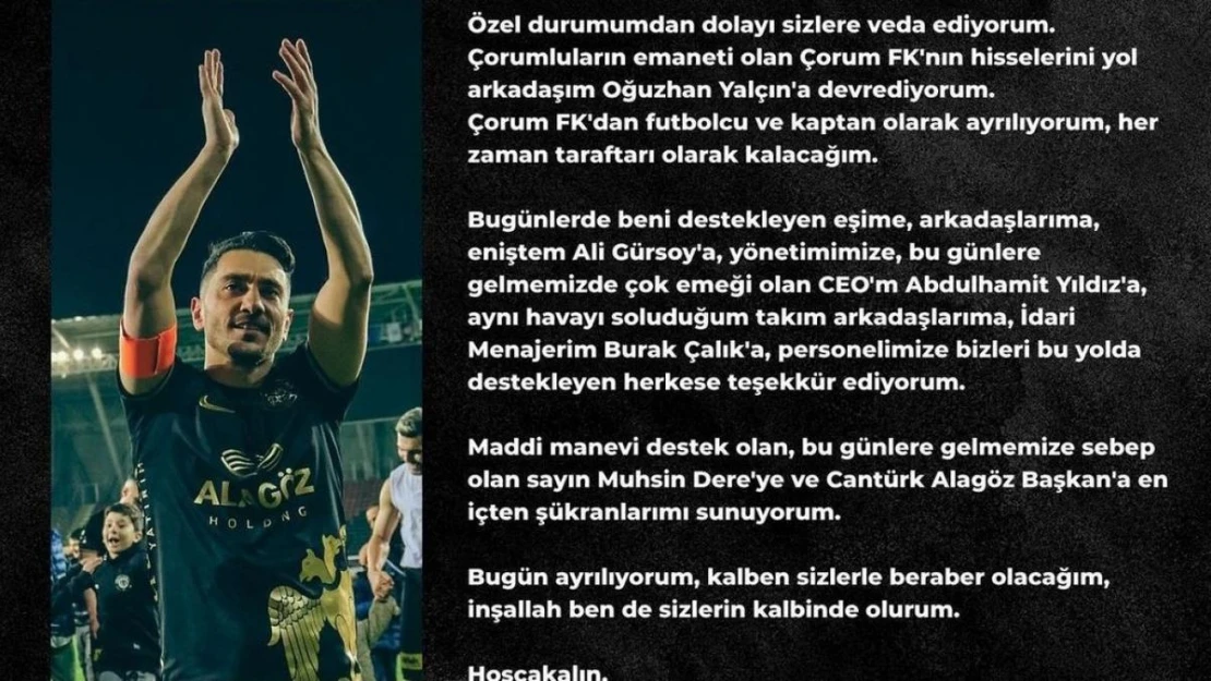 Çorum FK sahibi ve oyuncusu Murat Yıldırım, futbolu bırakarak hisselerini devretti