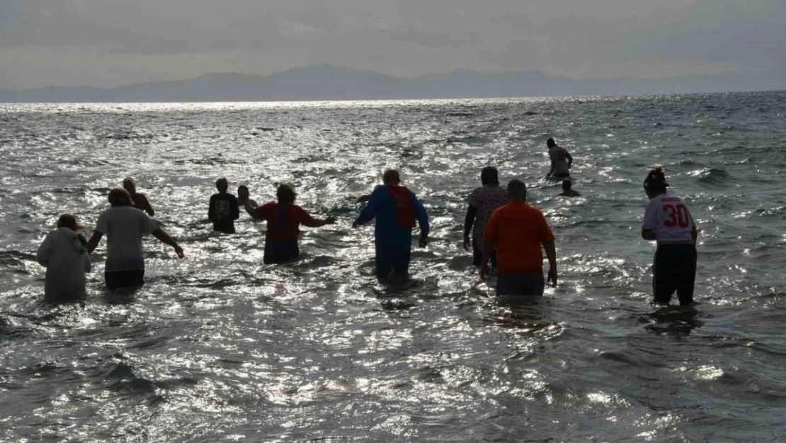 Didim'de sokak hayvanları için denize girdiler