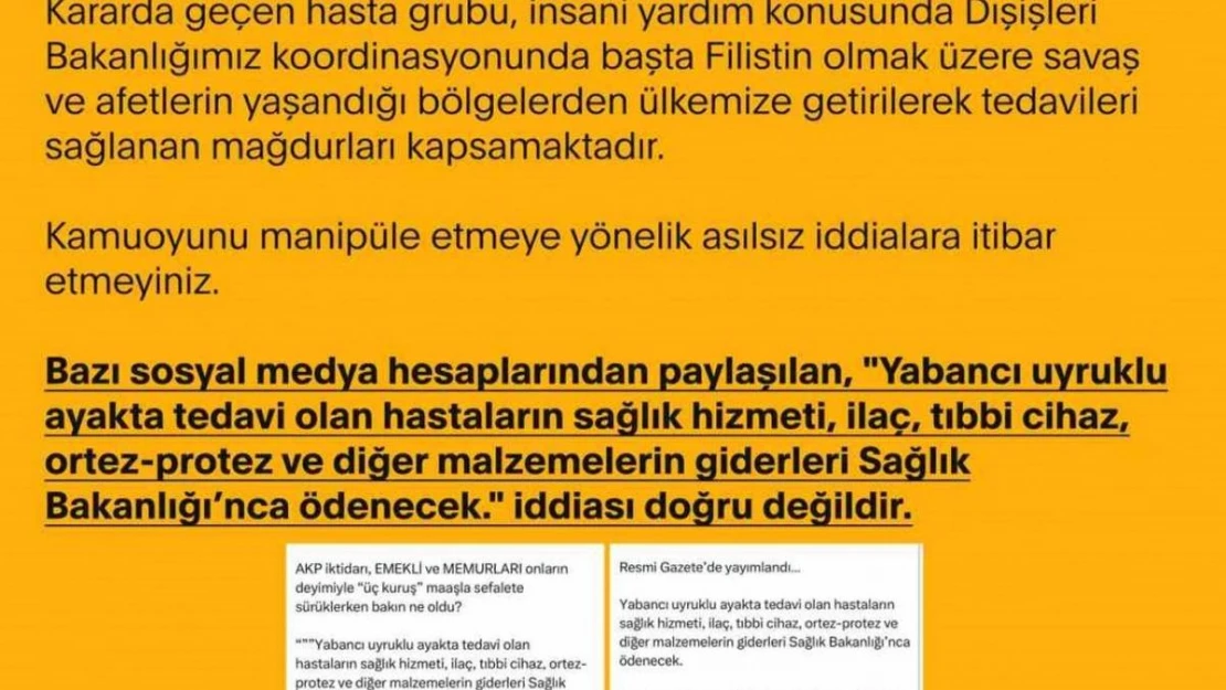 DMM, 'Yabancı uyruklu hastaların sağlık giderleri bakanlık tarafından ödenecek' iddiasını yalanladı