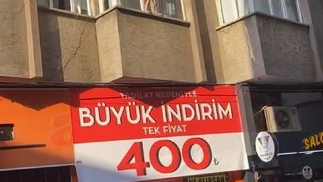 Elazığ'da korku dolu anlar: Küçük çocuk cama çıkınca vatandaşlar aşağıda çarşaf açtı