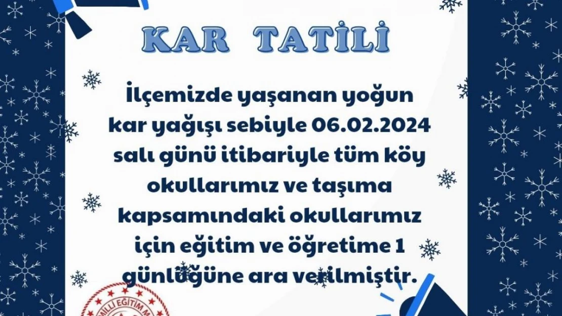 Erciş'te eğitime kar tatili