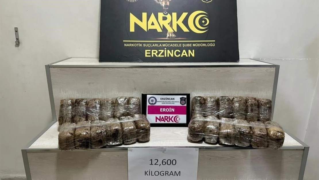 Erzincan'da 12 kilo 600 gram eroin ele geçirildi