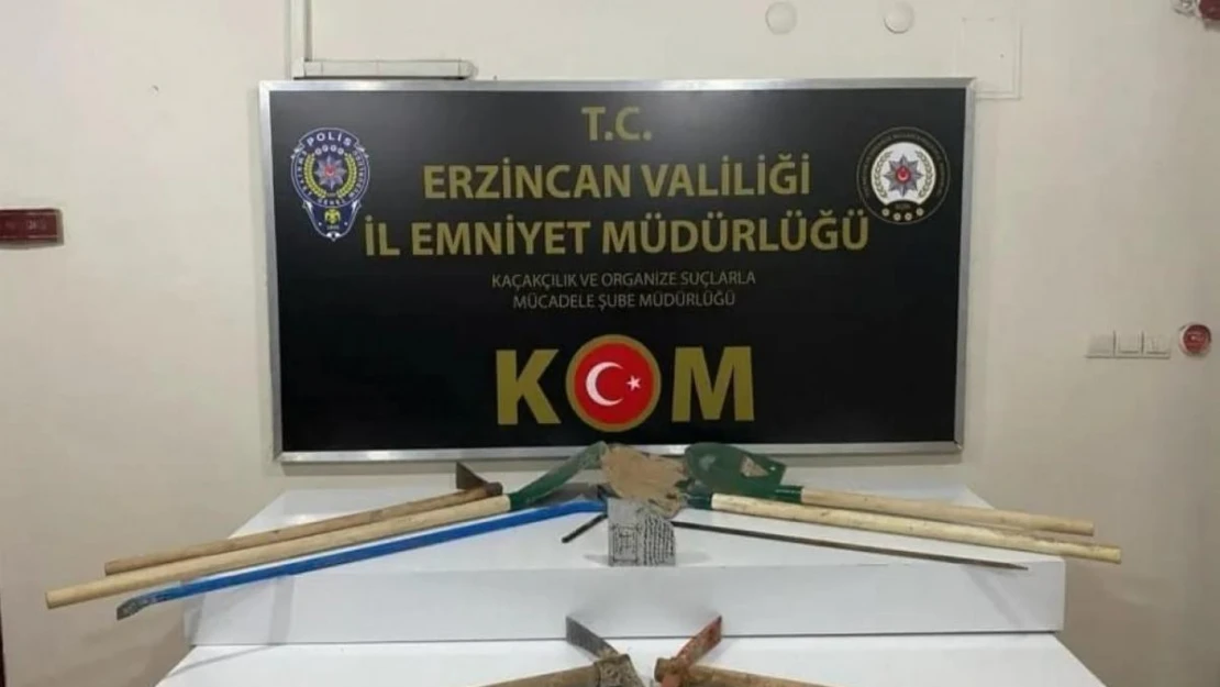 Erzincan'da kaçak kazı yapan 5 kişi suçüstü yakalandı