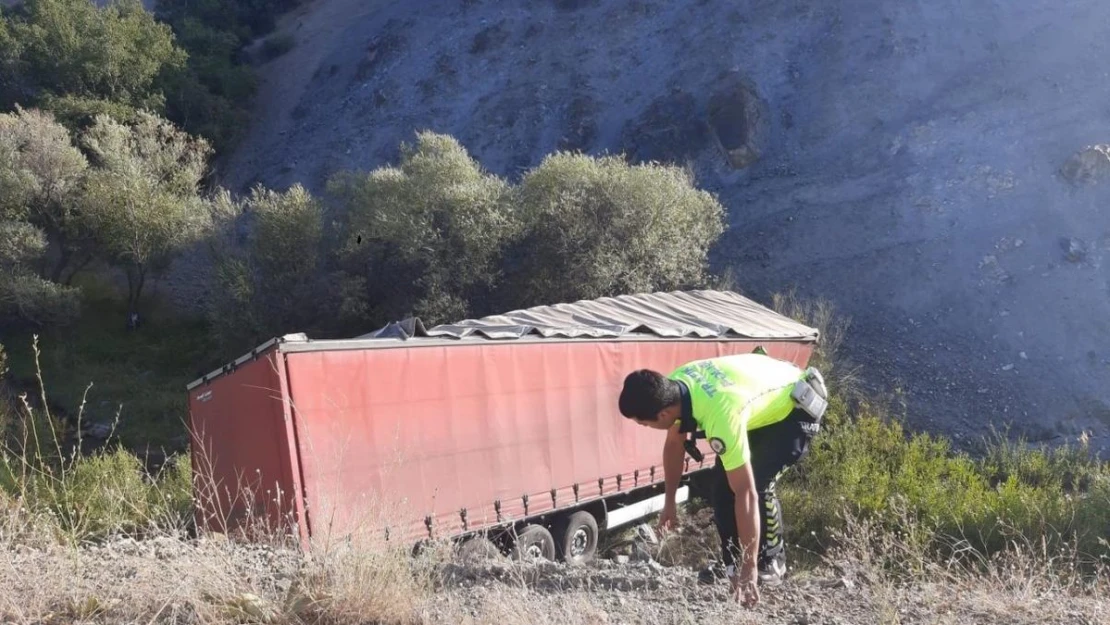 Erzincan'da tır şarampole uçtu