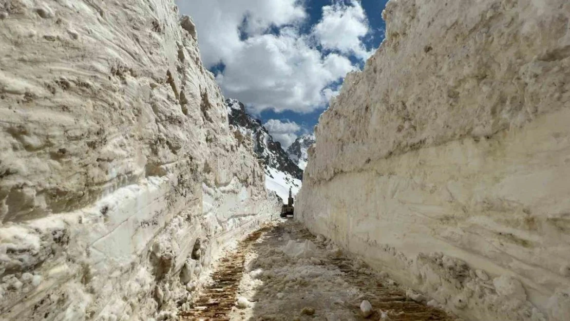 Hakkari'de 5 metreyi bulan karda yol açma çalışması