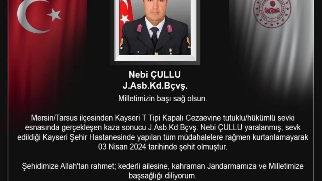 İçişleri Yerlikaya'dan kazada şehit olan asker için taziye mesajı