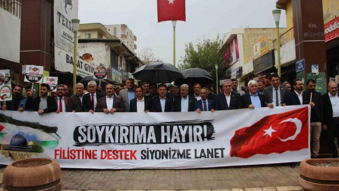 İdil'de İsrail'in Gazze'ye saldırıları protesto edildi