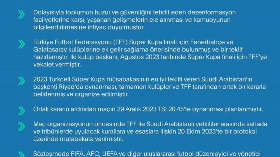 İletişim Başkanlığı'ndan Süper Kupa finali hakkında açıklama