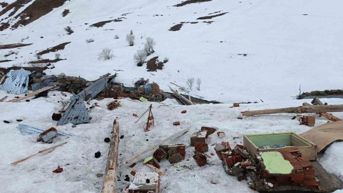 İspir'de çığ yayla evlerini yerle bir etti