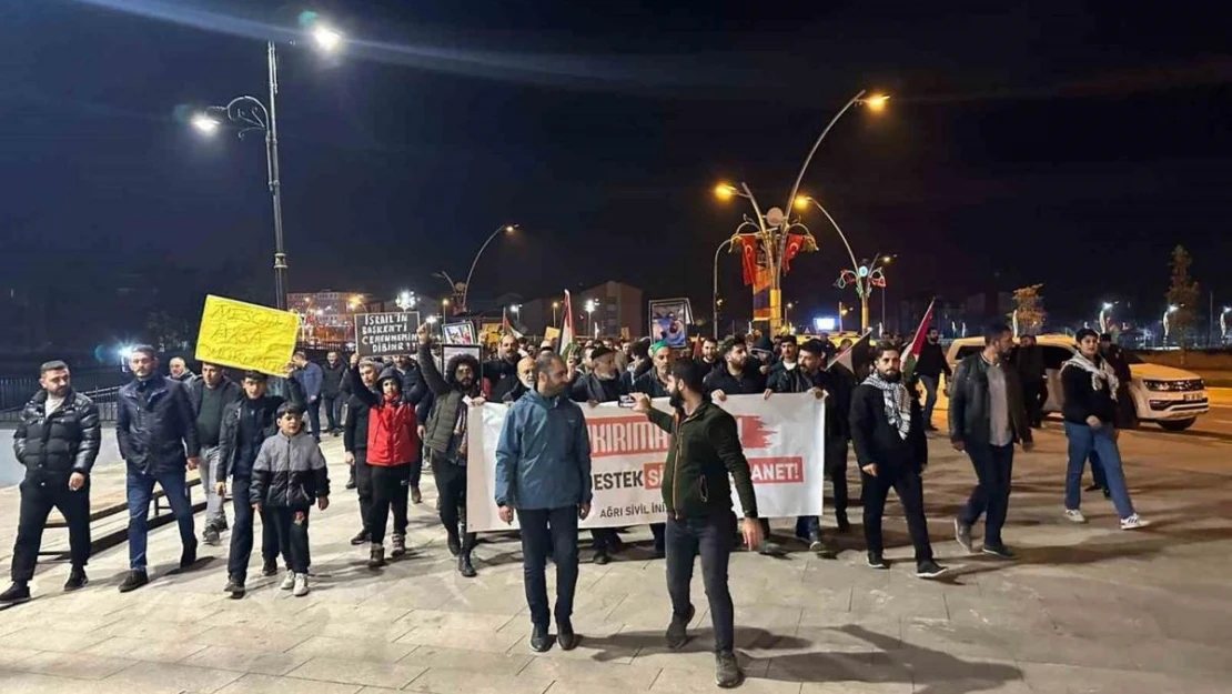 İsrail'in Gazze saldırıları Ağrı'da protesto edildi