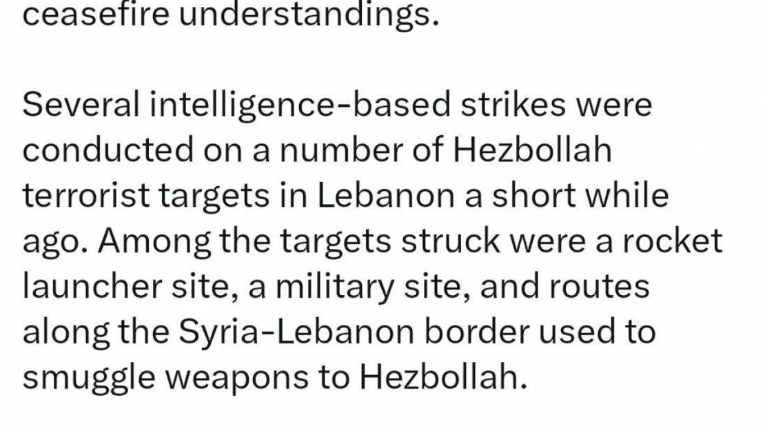 İsrail ordusu Lübnan'daki Hizbullah hedeflerine yönelik bir dizi saldırı düzenlendiğini açıkladı