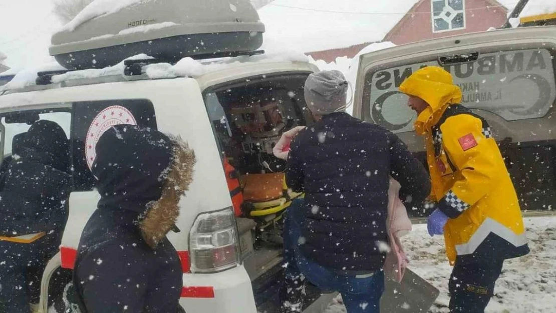 Kardan yolu kapanan köyde rahatsızlanan çocuk için ekipler seferber oldu