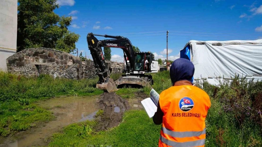 Kars'ta metruk binaların yıkımı sürüyor