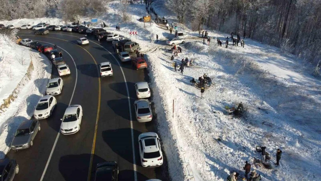 Kırklareli'nde kar manzaraları havadan görüntülendi