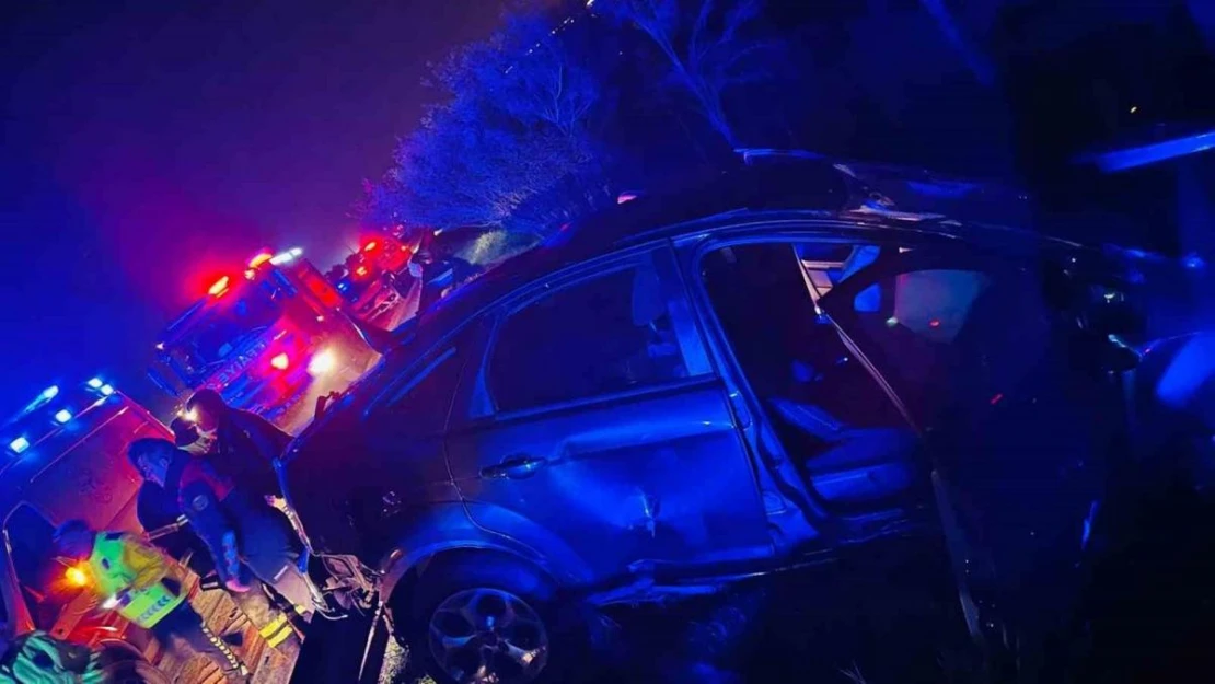 Kontrolden çıkan otomobil bariyerleri aşarak yol kenarına uçtu: 1 yaralı