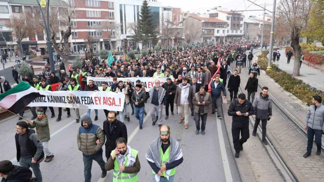 Konya'da binler Filistin için yürüdü