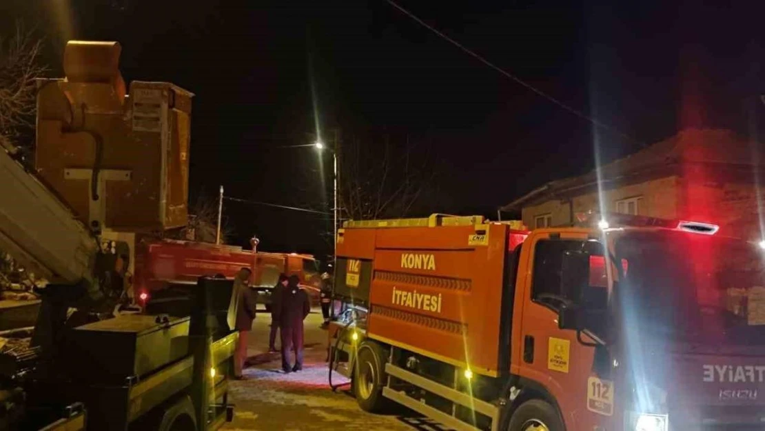 Konya'da ev yangını itfaiye tarafından söndürüldü