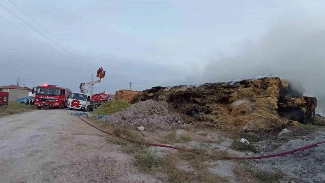 Kopan elektrik teli 20 bin saman balyasını yaktı