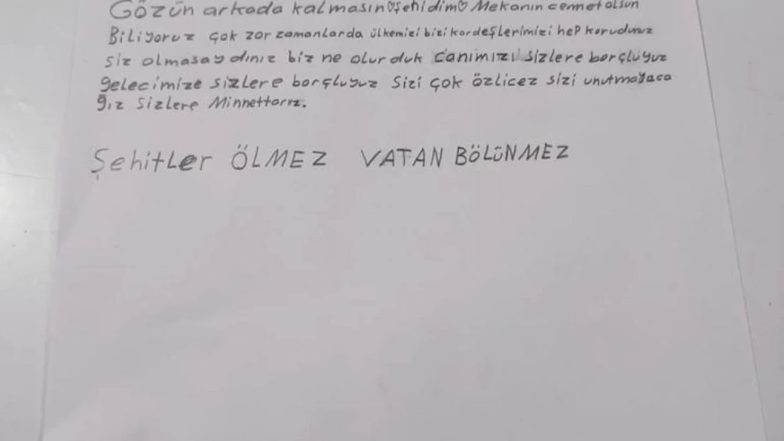 Koruma altındaki çocuklardan vatan korumasındaki Mehmetçiğe mektup