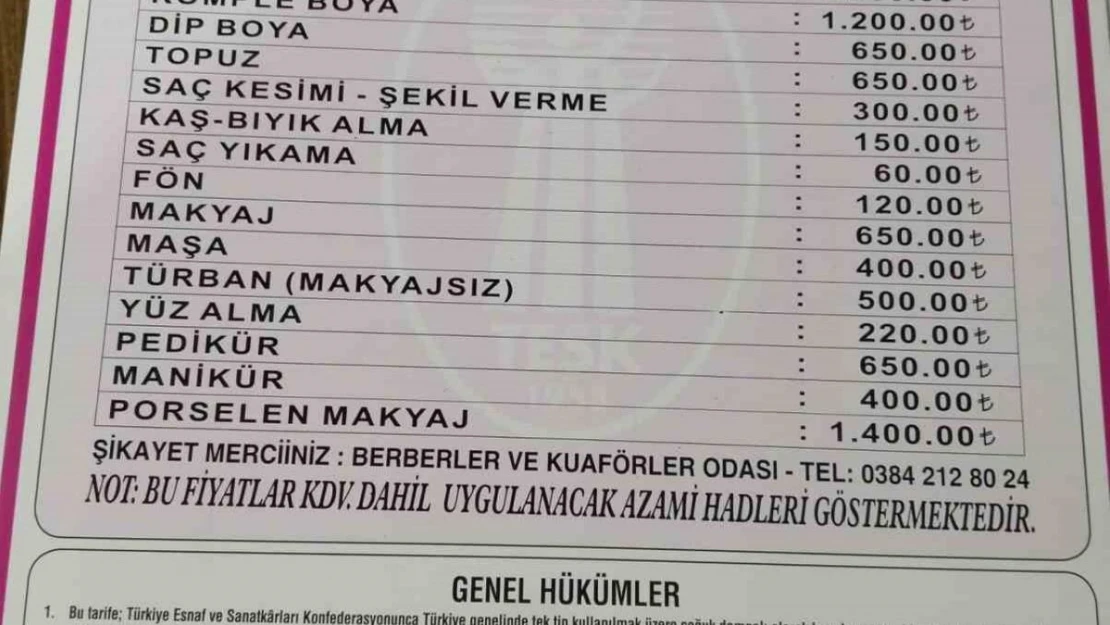 Kuaför ücretleri zamlandı