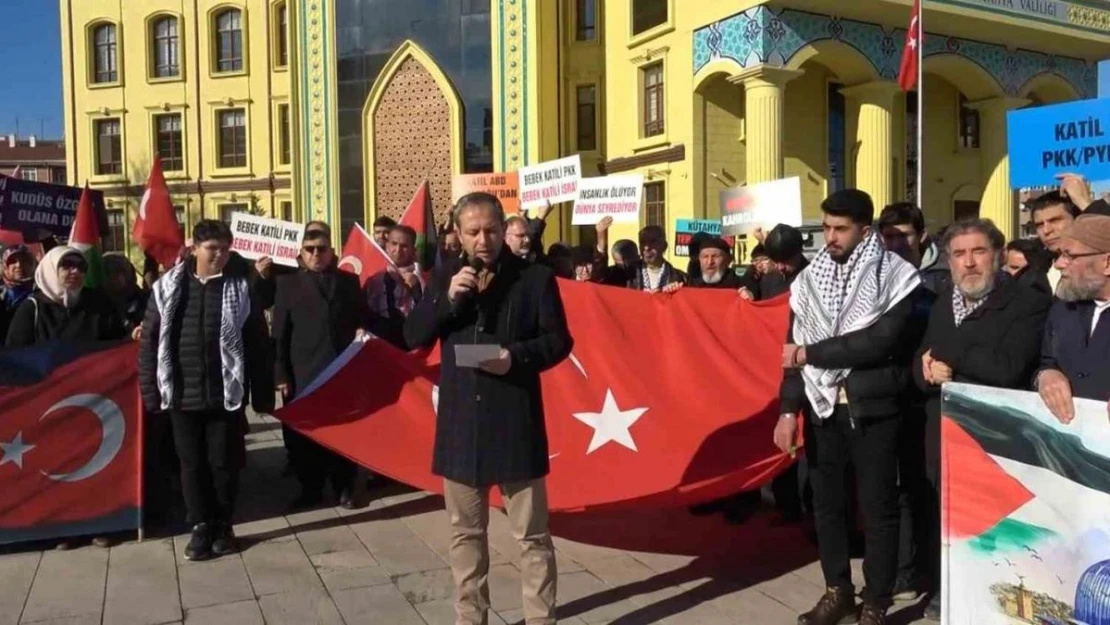 Kütahya'da terör örgütü PKK, İsrail ve ABD protesto edildi